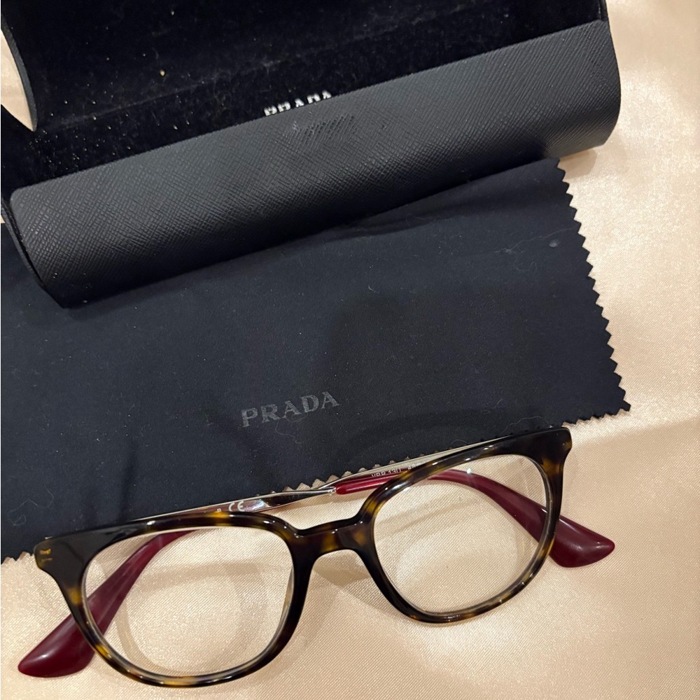 Prada Brown and Red Eyeglasses